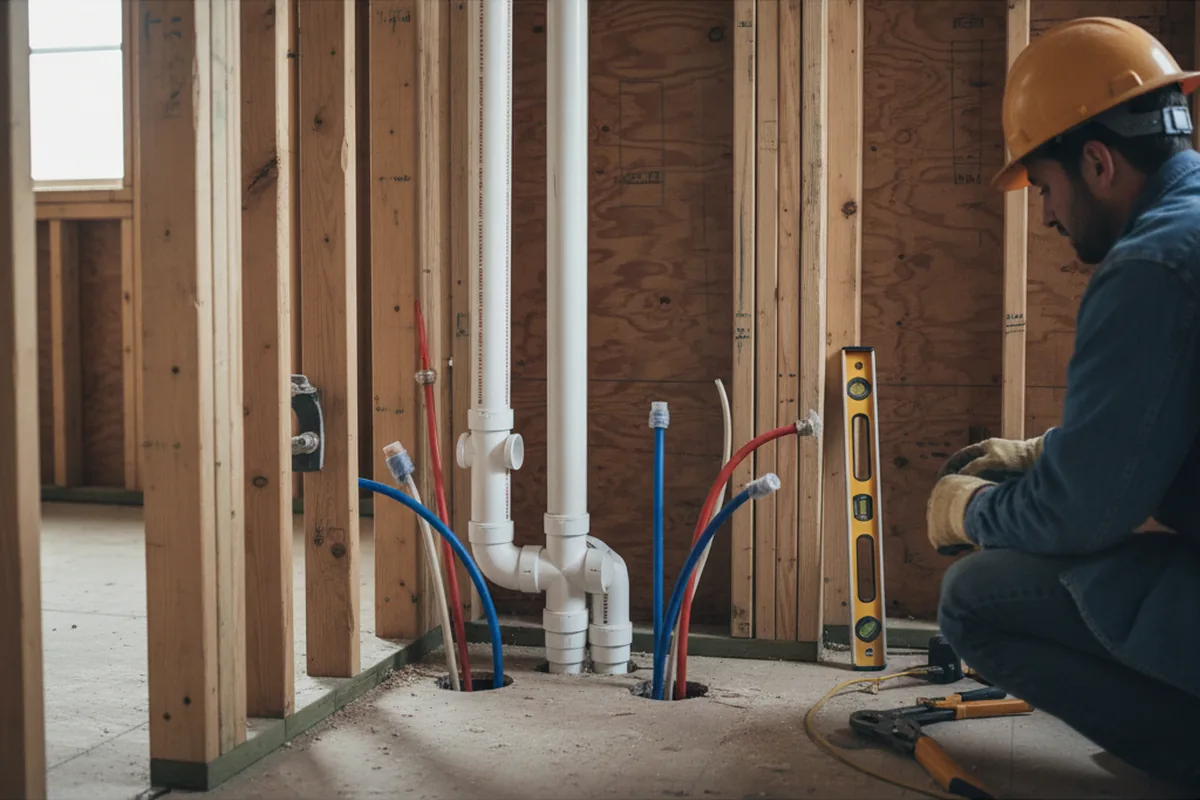Drain and supply rough-in during Leak Detection in Annandale